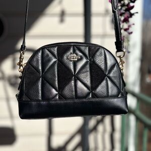 Coach Quilted Leather Dome Crossbody Bag | GOLD METAL Hangtag | Like-New